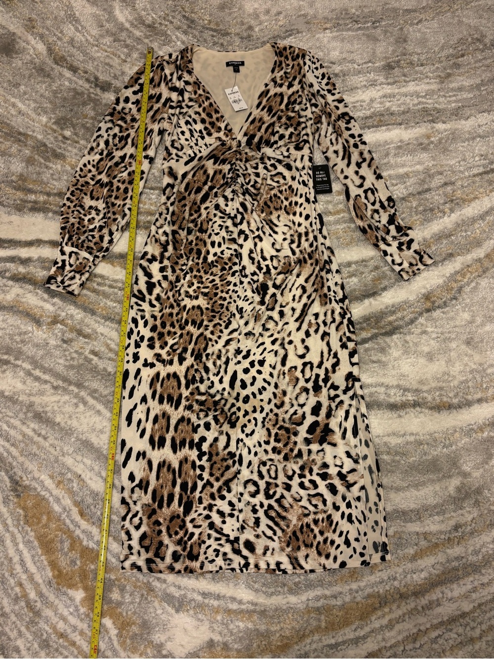 Express Leopard Print Midi Dress - Brown Black Cream